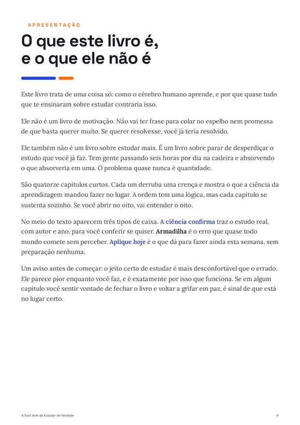 Amostra: apresentação do livro